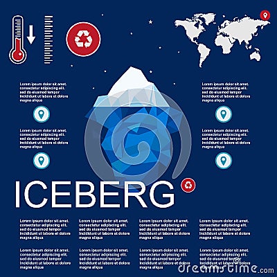 Iceberg Illustration in flat design Cartoon Illustration