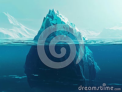 Iceberg in the ocean. 3d rendering. Computer digital drawing. Generative AI Cartoon Illustration