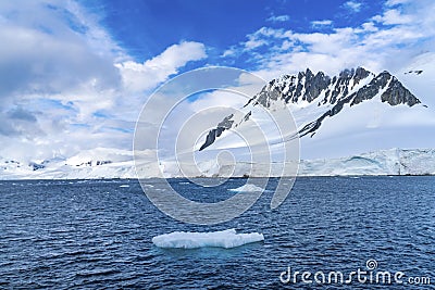 Iceberg Snow Mountains Blue Glaciers Dorian Bay Antarctica Stock Photo