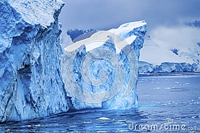 Iceberg Snow Mountains Blue Glaciers Dorian Bay Antarctica Stock Photo