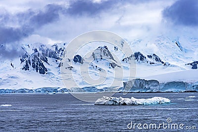 Iceberg Snow Mountains Blue Glaciers Dorian Bay Antarctica Stock Photo