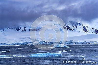 Iceberg Snow Mountains Blue Glaciers Dorian Bay Antarctica Stock Photo