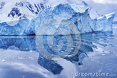 Iceberg Snow Mountains Blue Glaciers Reflection Abstract Dorian Bay Antarctica Stock Photo