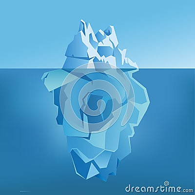 Iceberg under and above water. Vector illustration Vector Illustration