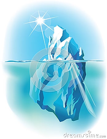 iceberg under water and above water Vector Illustration