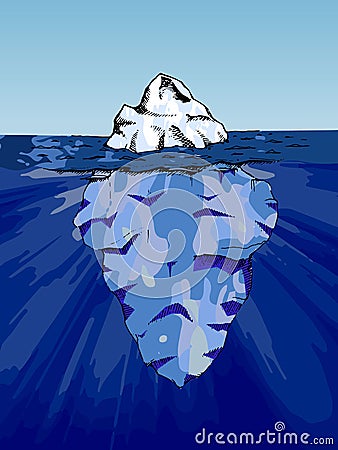 Iceberg under water Cartoon Illustration