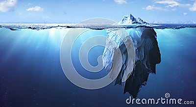 Iceberg - Underwater Risk - Global Warming Concept Stock Photo