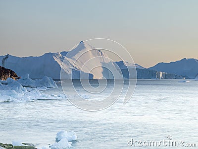 Icebergs on arctic ocean in Greenland Stock Photo