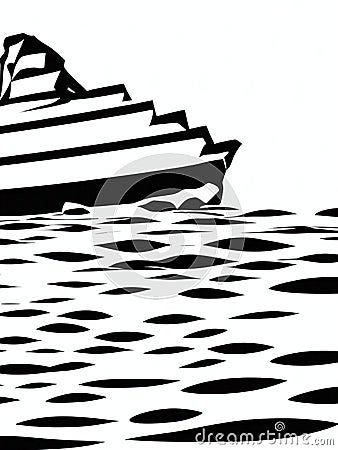 Icebergs with black and white lines Vector Illustration