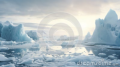 Arctic Glacier: A Serene Polar Landscape With Icebergs Stock Photo