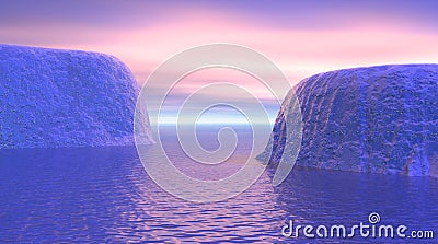 Icebergs by sunrise Stock Photo