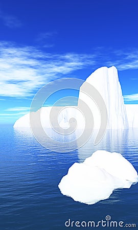 Icebergs in water and blue sky 02 Stock Photo