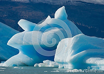 Icebergs in the water, the glacier Perito Moreno. Argentina. Cartoon Illustration