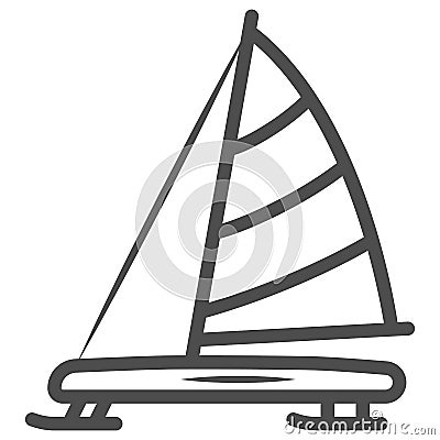 Iceboat line icon, World snow day concept, ice breaker ship sign on white background, ice yacht icon in outline style Vector Illustration