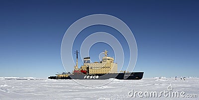 Icebreaker on Antarctica Stock Photo