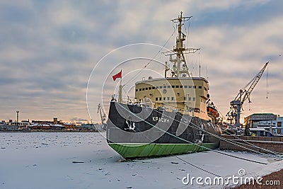 Icebreaker Krasin in the port of St. Petersburg Editorial Stock Photo