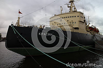 Icebreaker Krasin in Saint Petersburgs haven Editorial Stock Photo