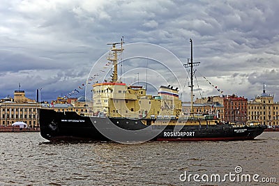 Icebreakers festival in St. Petersburg, Russia. Icebreaker IVAN KRUZENSHTERN Editorial Stock Photo