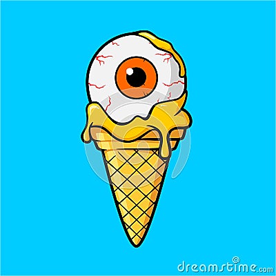 Icecream eye with orange juice cream Vector Illustration