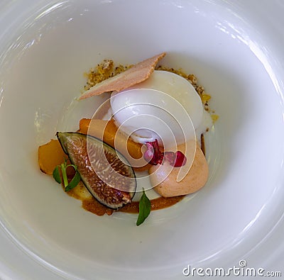 Icecream and fig dessert Stock Photo