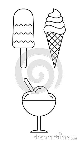 Icecream outline icon set Vector Illustration