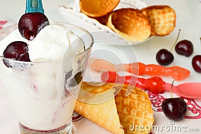 Icecream with waffle cornet Stock Photo
