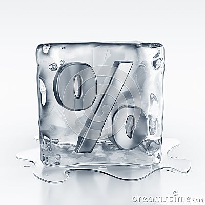 Icecube with percentage symbol inside Stock Photo