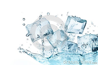 Icecubes background, ice cube texture, ice wallpaper It makes me feel fresh and feel good. Generative AI Stock Photo