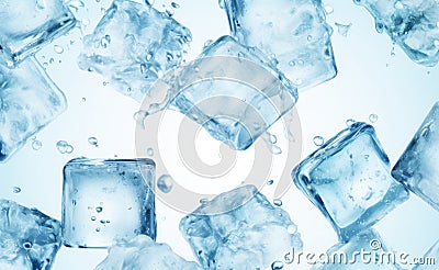 Icecubes background, ice cube texture, ice wallpaper It makes me feel fresh and feel good. Generative AI Stock Photo