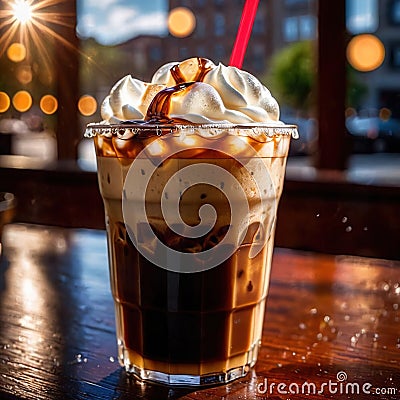 iced coffee, cold refreshing coffee beverage drink Stock Photo