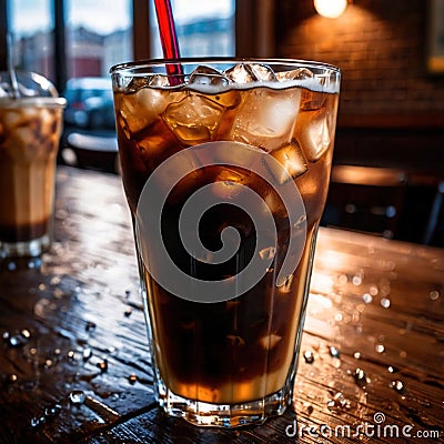 iced coffee, cold refreshing coffee beverage drink Stock Photo