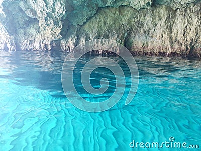 Iced blue seas of Zakynthos Stock Photo