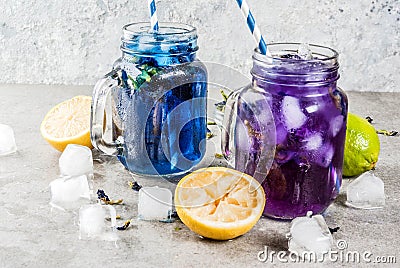 Iced butterfly pea flower tea Stock Photo