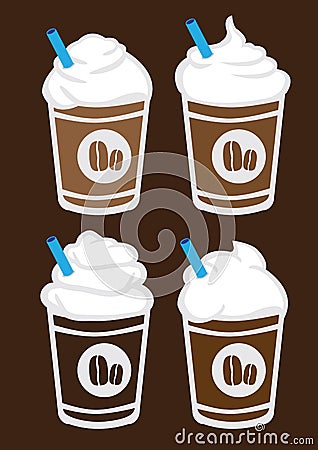 Iced Coffee with Cream Vector Illustration Vector Illustration