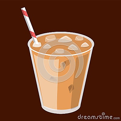 Iced coffee in the glass vector isolated. Tasty caffeine drink Stock Photo