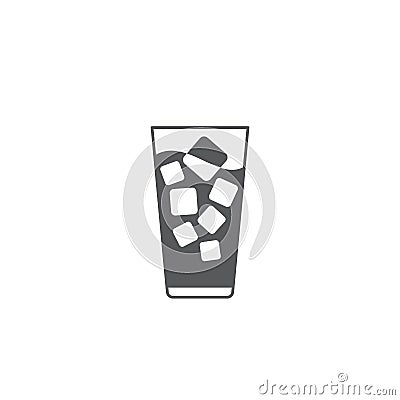 Iced coffee with ice cubes icon vector icon symbol drink isolated on white background Vector Illustration