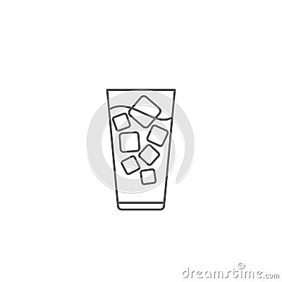 Iced coffee with ice cubes icon vector icon symbol drink isolated on white background Vector Illustration