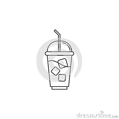 Iced coffee with ice cubes icon vector icon symbol drink isolated on white background Vector Illustration