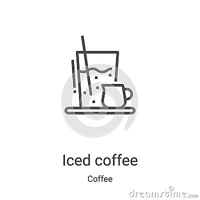 iced coffee icon vector from coffee collection. Thin line iced coffee outline icon vector illustration. Linear symbol for use on Vector Illustration