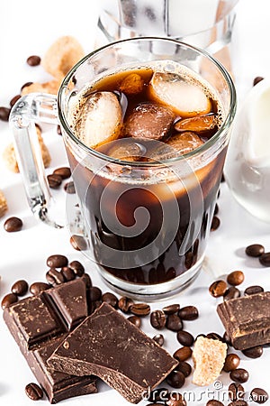 Iced coffee in a large mug Stock Photo