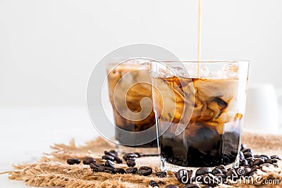 Iced coffee with milk Stock Photo