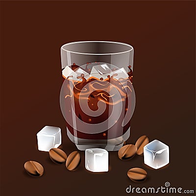 Iced coffee realism style vector illustration Vector Illustration