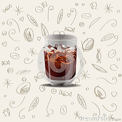 Iced coffee realism style vector illustration Vector Illustration