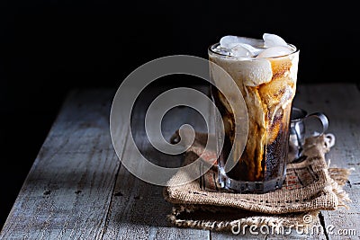 Iced coffee in a tall glass Stock Photo