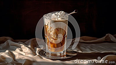 iced coffee with vanilla cream Stock Photo
