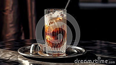 iced coffee with vanilla cream Stock Photo