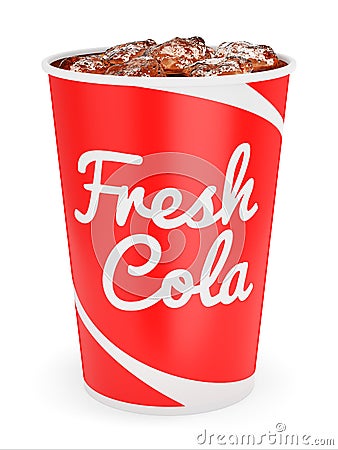 Iced cola in red takeaway cup Cartoon Illustration