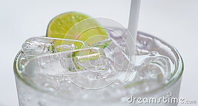 An iced cold Lemonade soda glass Stock Photo