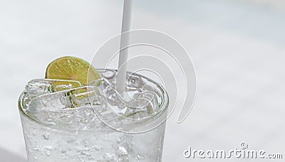 An iced cold Lemonade soda glass Stock Photo