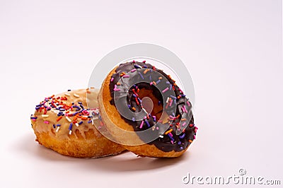 Iced donuts on a white backgrounds Stock Photo